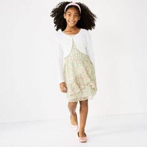 Knit Works Floral Ruffle Cardigan Dress  & Bolero Set, Size 7